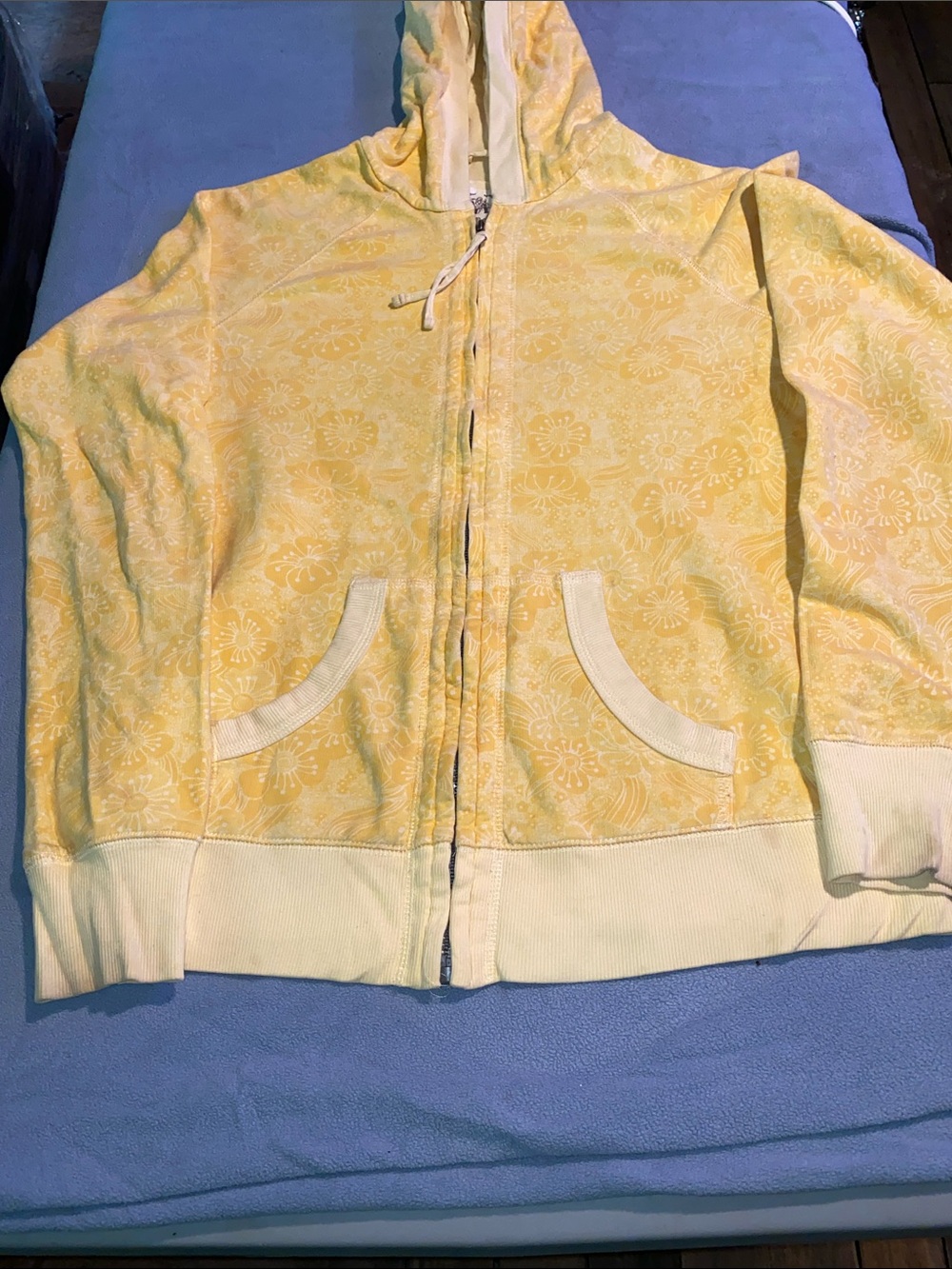 Merona Yellow Floral Zip-Up Hoodie